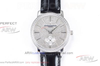 VC Factory Vacheron Constantin Traditionnelle Full Diamond Dial Stainless Steel Case 40mm Watch 